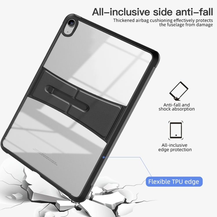 For iPad 2025 / 2022 Acrylic TPU Transparent Tablet Protective Case with Holder(Black) by bashfashion