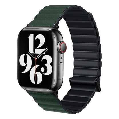 TPU Magnetic Watch Band For Apple Watch Ultra 49mm&Watch Ultra 2 49mm / Series 9&8&7 45mm / SE 3&SE 2&6&SE&5&4 44mm / 3&2&1 42mm(Black+Dark Green) by bashfashion
