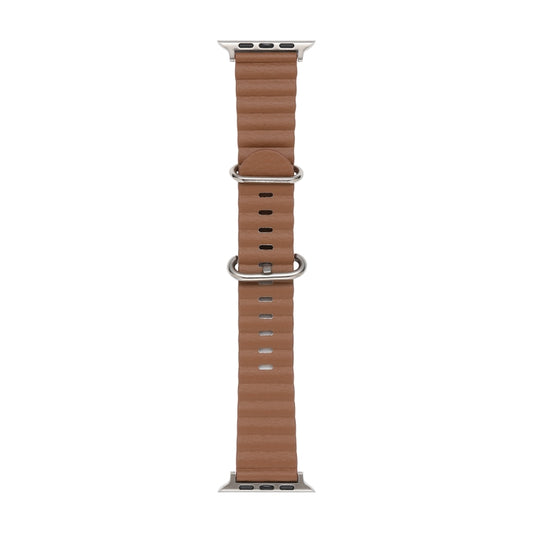 Ocean Style Leather Watch Strap For Apple Watch Ultra 49mm / Series 8&7 45mm / SE 2&6&SE&5&4 44mm / 3&2&1 42mm(Brown) by bashfashion