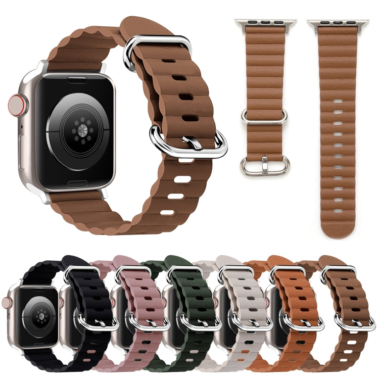 Ocean Style Leather Watch Strap For Apple Watch Ultra 49mm / Series 8&7 45mm / SE 2&6&SE&5&4 44mm / 3&2&1 42mm(Midnight) by bashfashion