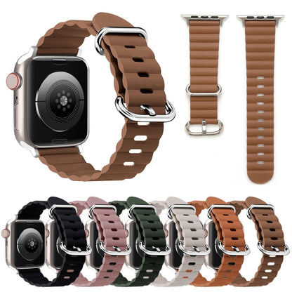 Ocean Style Leather Watch Strap For Apple Watch Ultra 49mm / Series 8&7 45mm / SE 2&6&SE&5&4 44mm / 3&2&1 42mm(Rouge) by bashfashion