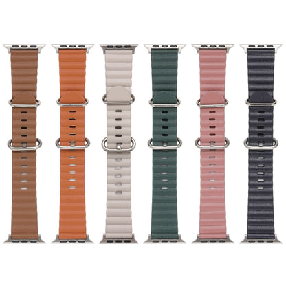 Ocean Style Leather Watch Strap For Apple Watch Ultra 49mm / Series 8&7 45mm / SE 2&6&SE&5&4 44mm / 3&2&1 42mm(Pine Forest Green) by bashfashion