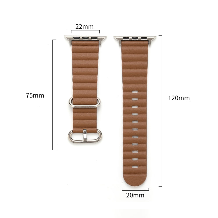 Ocean Style Leather Watch Strap For Apple Watch Ultra 49mm / Series 8&7 45mm / SE 2&6&SE&5&4 44mm / 3&2&1 42mm(Starlight) by bashfashion