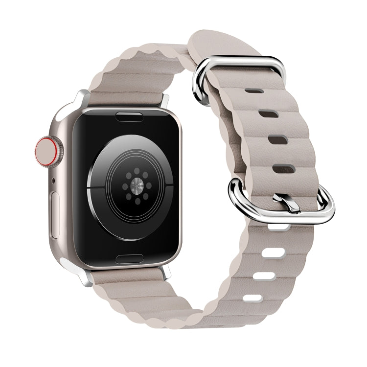 Ocean Style Leather Watch Strap For Apple Watch Series 8&7 41mm / SE 2&6&SE&5&4 40mm / 3&2&1 38mm(Starlight) by bashfashion