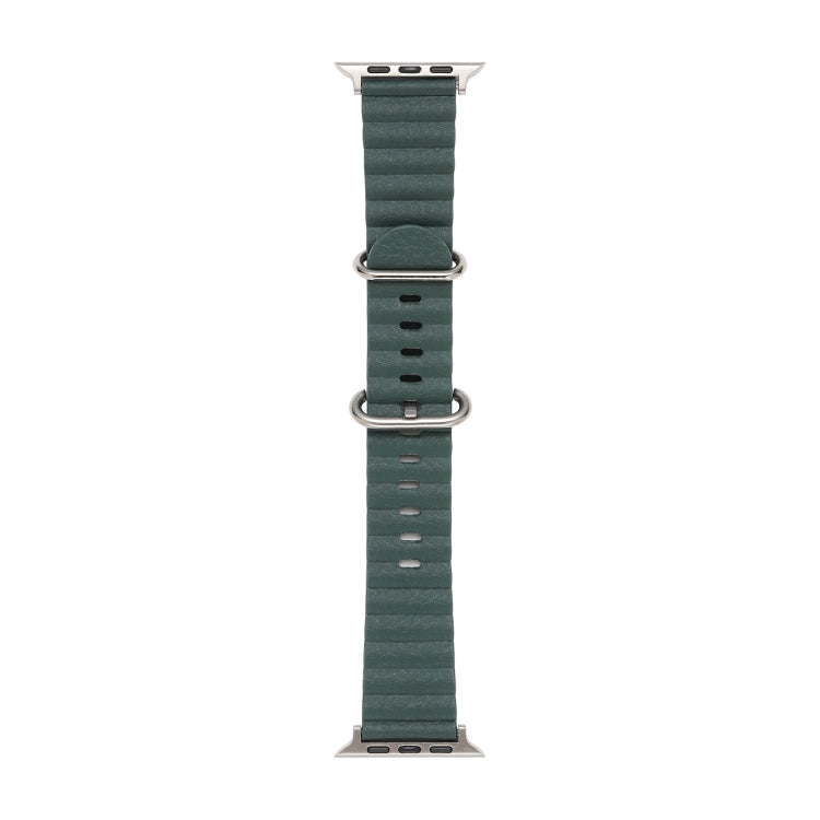 Ocean Style Leather Watch Strap For Apple Watch Series 8&7 41mm / SE 2&6&SE&5&4 40mm / 3&2&1 38mm(Pine Forest Green) by bashfashion