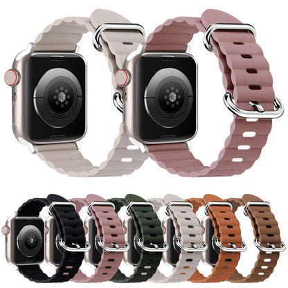 Ocean Style Leather Watch Strap For Apple Watch Series 8&7 41mm / SE 2&6&SE&5&4 40mm / 3&2&1 38mm(Midnight) by bashfashion