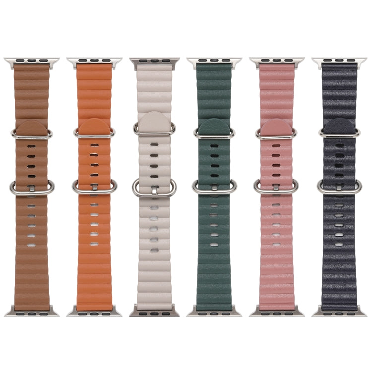 Ocean Style Leather Watch Strap For Apple Watch Series 8&7 41mm / SE 2&6&SE&5&4 40mm / 3&2&1 38mm(Midnight) by bashfashion