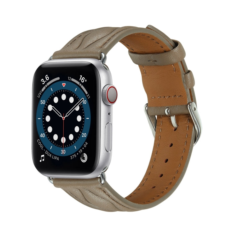 Hyperbolic Wave Leather Strap For Apple Watch Ultra 49mm / Series 8&7 45mm / SE 2&6&SE&5&4 44mm / 3&2&1 42mm(Grey) by bashfashion