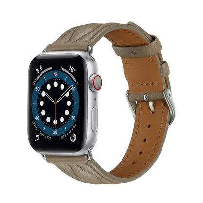 Hyperbolic Wave Leather Strap For Apple Watch Ultra 49mm / Series 8&7 45mm / SE 2&6&SE&5&4 44mm / 3&2&1 42mm(Grey) by bashfashion