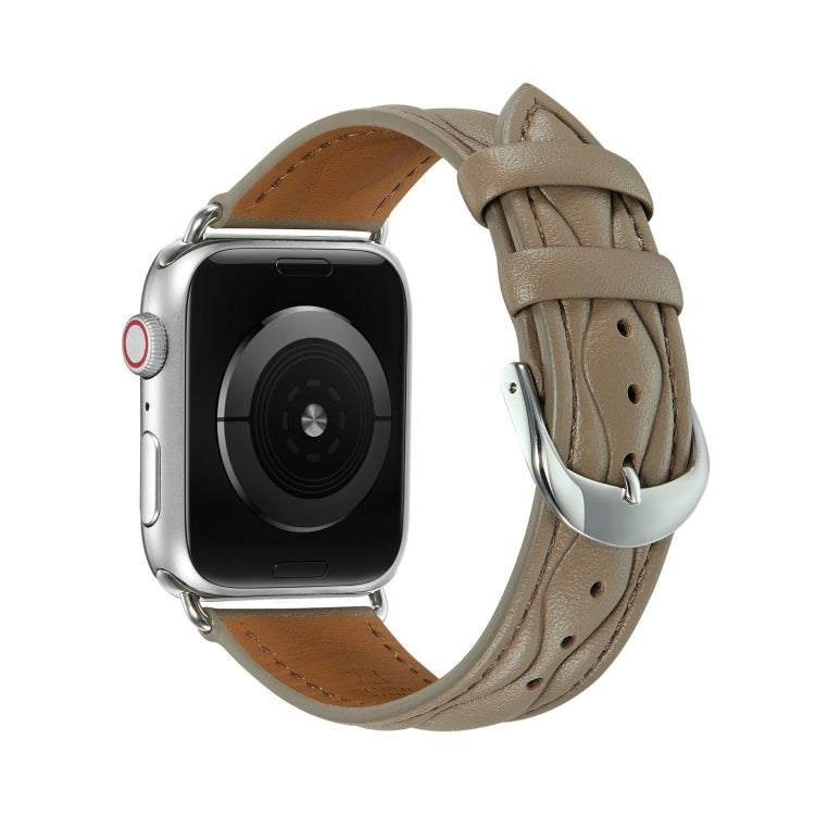 Hyperbolic Wave Leather Strap For Apple Watch Ultra 49mm / Series 8&7 45mm / SE 2&6&SE&5&4 44mm / 3&2&1 42mm(Grey) by bashfashion