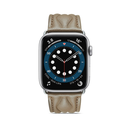 Hyperbolic Wave Leather Strap For Apple Watch Ultra 49mm / Series 8&7 45mm / SE 2&6&SE&5&4 44mm / 3&2&1 42mm(Grey) by bashfashion