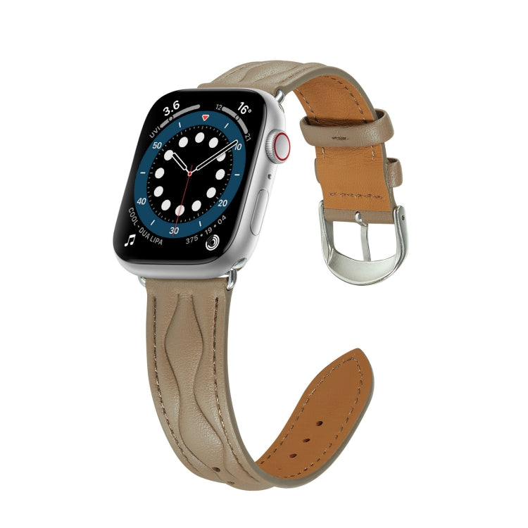 Hyperbolic Wave Leather Strap For Apple Watch Ultra 49mm / Series 8&7 45mm / SE 2&6&SE&5&4 44mm / 3&2&1 42mm(Grey) by bashfashion