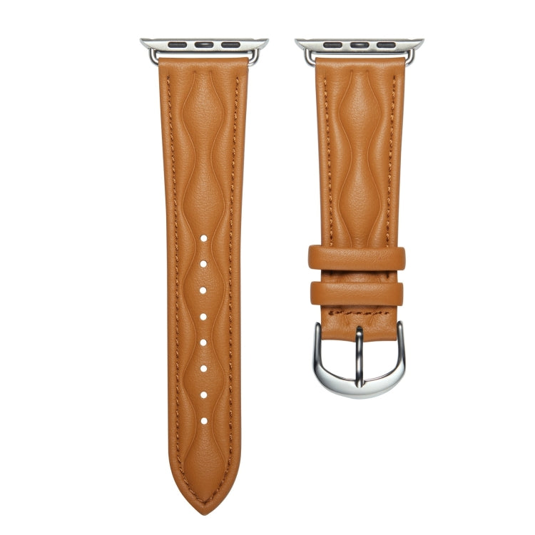 Hyperbolic Wave Leather Strap For Apple Watch Ultra 49mm / Series 8&7 45mm / SE 2&6&SE&5&4 44mm / 3&2&1 42mm(Khaki) by bashfashion