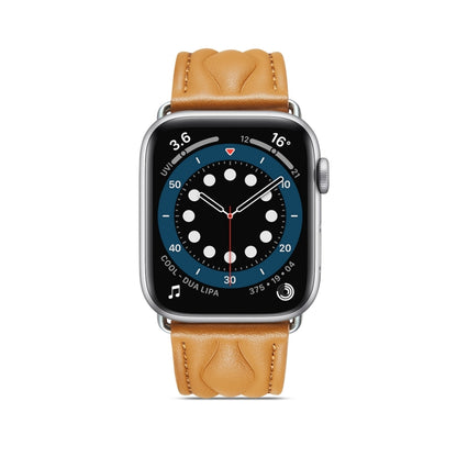 Hyperbolic Wave Leather Strap For Apple Watch Ultra 49mm / Series 8&7 45mm / SE 2&6&SE&5&4 44mm / 3&2&1 42mm(Khaki) by bashfashion