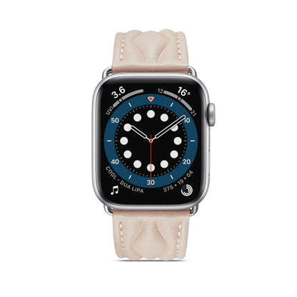 Hyperbolic Wave Leather Strap For Apple Watch Ultra 49mm / Series 8&7 45mm / SE 2&6&SE&5&4 44mm / 3&2&1 42mm(Soft Pink) by bashfashion