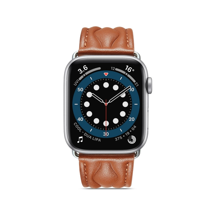 Hyperbolic Wave Leather Strap For Apple Watch Ultra 49mm / Series 8&7 45mm / SE 2&6&SE&5&4 44mm / 3&2&1 42mm (Brown) by bashfashion