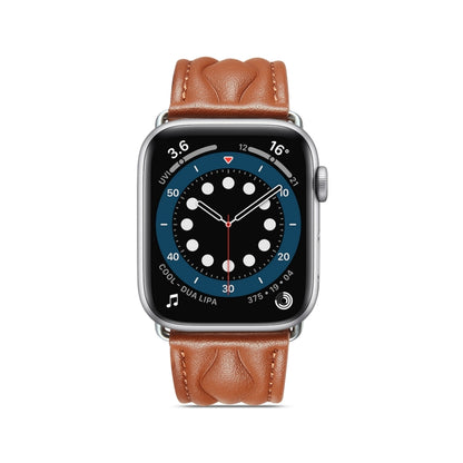 Hyperbolic Wave Leather Strap For Apple Watch Ultra 49mm / Series 8&7 45mm / SE 2&6&SE&5&4 44mm / 3&2&1 42mm (Brown) by bashfashion
