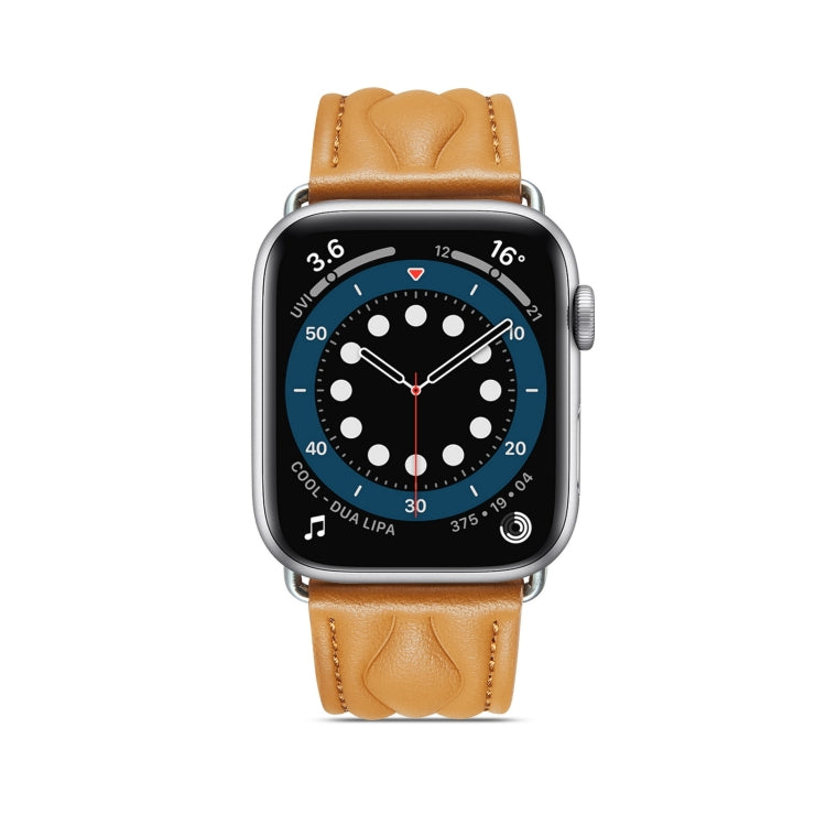 Hyperbolic Wave Leather Strap For Apple Watch Series 8&7 41mm / SE 2&6&SE&5&4 40mm / 3&2&1 38mm(Khaki) by bashfashion