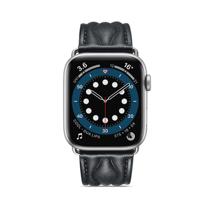 Hyperbolic Wave Leather Strap For Apple Watch Series 8&7 41mm / SE 2&6&SE&5&4 40mm / 3&2&1 38mm(Black) by bashfashion