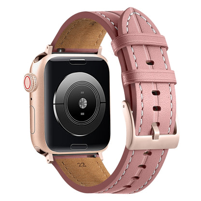 Fluted Leather Strap For Apple Watch Ultra 49mm / Series 8&7 45mm / SE 2&6&SE&5&4 44mm / 3&2&1 42mm(Dark Pink) by bashfashion
