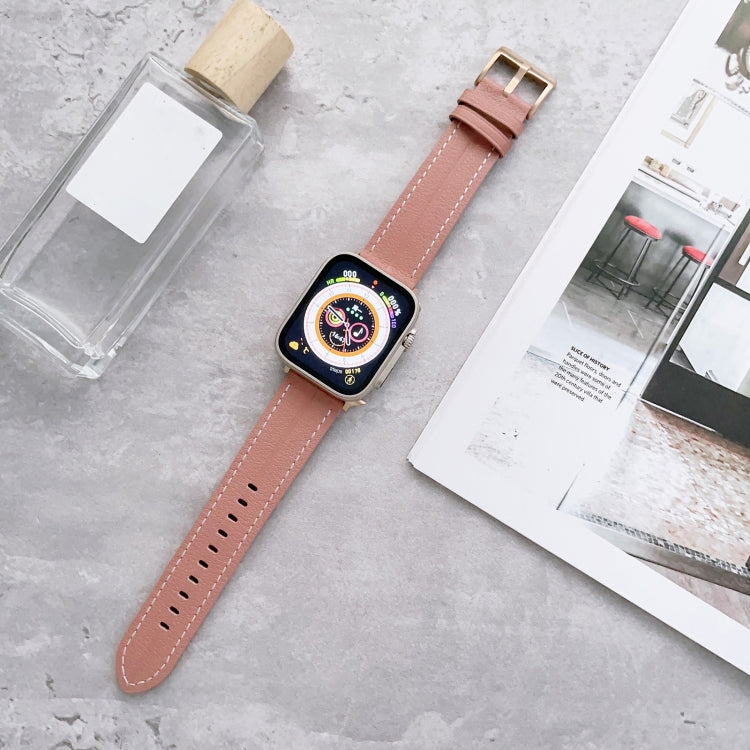 Fluted Leather Strap For Apple Watch Ultra 49mm / Series 8&7 45mm / SE 2&6&SE&5&4 44mm / 3&2&1 42mm(Dark Pink) by bashfashion