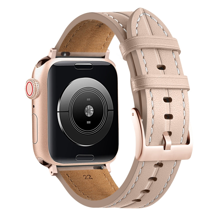 Fluted Leather Strap For Apple Watch Ultra 49mm / Series 8&7 45mm / SE 2&6&SE&5&4 44mm / 3&2&1 42mm(Light Pink) by bashfashion