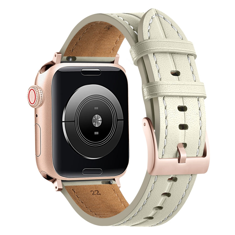 Fluted Leather Strap For Apple Watch Ultra 49mm / Series 8&7 45mm / SE 2&6&SE&5&4 44mm / 3&2&1 42mm(Off White) by bashfashion