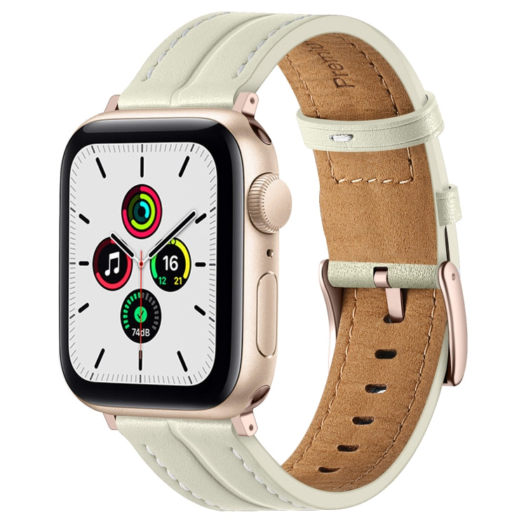 Fluted Leather Strap For Apple Watch Ultra 49mm / Series 8&7 45mm / SE 2&6&SE&5&4 44mm / 3&2&1 42mm(Off White) by bashfashion