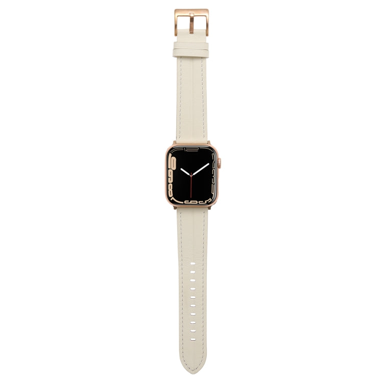 Fluted Leather Strap For Apple Watch Ultra 49mm / Series 8&7 45mm / SE 2&6&SE&5&4 44mm / 3&2&1 42mm(Off White) by bashfashion