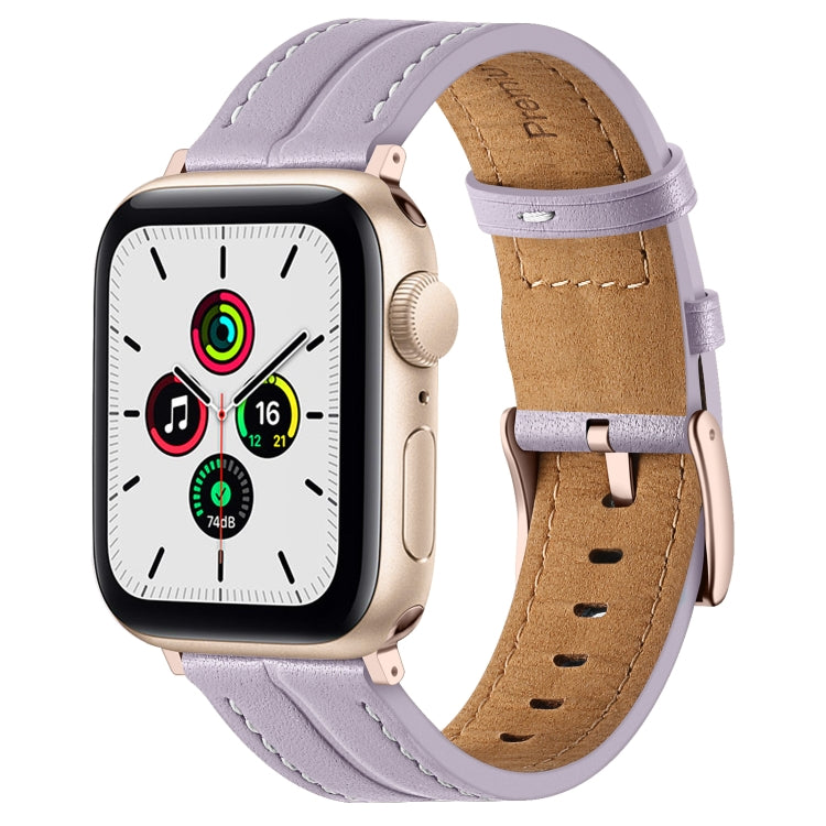 Fluted Leather Strap For Apple Watch Ultra 49mm / Series 8&7 45mm / SE 2&6&SE&5&4 44mm / 3&2&1 42mm(Purple) by bashfashion