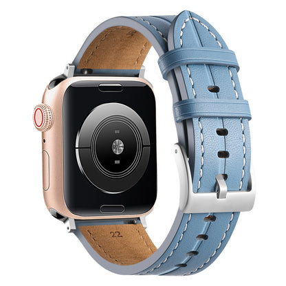 Fluted Leather Strap For Apple Watch Ultra 49mm / Series 8&7 45mm / SE 2&6&SE&5&4 44mm / 3&2&1 42mm(Blue) by bashfashion