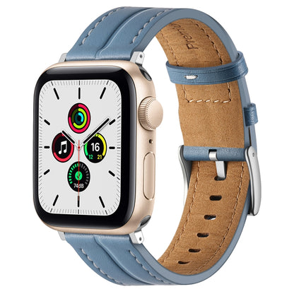 Fluted Leather Strap For Apple Watch Ultra 49mm / Series 8&7 45mm / SE 2&6&SE&5&4 44mm / 3&2&1 42mm(Blue) by bashfashion