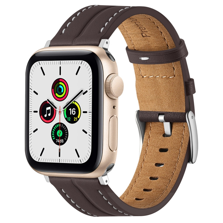 Fluted Leather Strap For Apple Watch Ultra 49mm / Series 8&7 45mm / SE 2&6&SE&5&4 44mm / 3&2&1 42mm(Coffee) by bashfashion