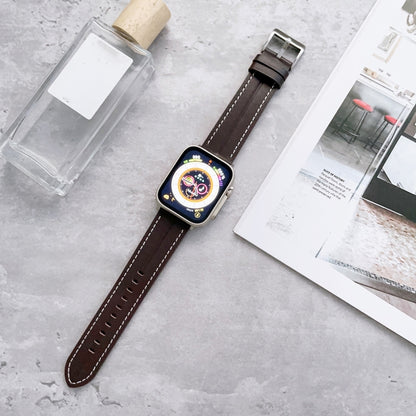 Fluted Leather Strap For Apple Watch Ultra 49mm / Series 8&7 45mm / SE 2&6&SE&5&4 44mm / 3&2&1 42mm(Coffee) by bashfashion