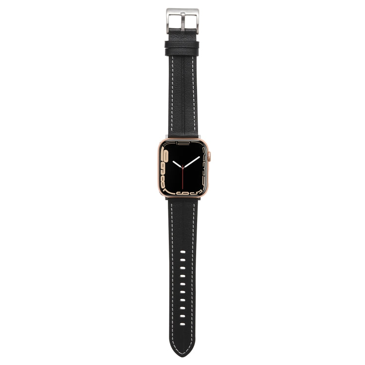 Fluted Leather Strap For Apple Watch Ultra 49mm / Series 8&7 45mm / SE 2&6&SE&5&4 44mm / 3&2&1 42mm(Black) by bashfashion