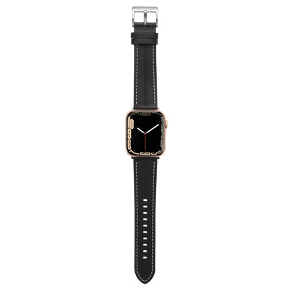 Fluted Leather Strap For Apple Watch Ultra 49mm / Series 8&7 45mm / SE 2&6&SE&5&4 44mm / 3&2&1 42mm(Black) by bashfashion
