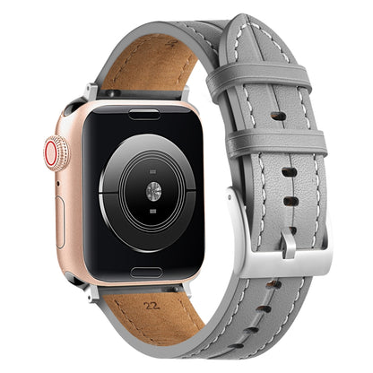 Fluted Leather Strap For Apple Watch Ultra 49mm / Series 8&7 45mm / SE 2&6&SE&5&4 44mm / 3&2&1 42mm(Grey) by bashfashion