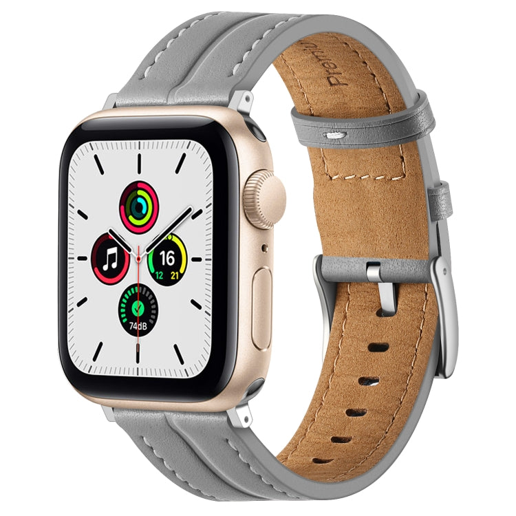 Fluted Leather Strap For Apple Watch Ultra 49mm / Series 8&7 45mm / SE 2&6&SE&5&4 44mm / 3&2&1 42mm(Grey) by bashfashion