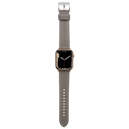 Fluted Leather Strap For Apple Watch Ultra 49mm / Series 8&7 45mm / SE 2&6&SE&5&4 44mm / 3&2&1 42mm(Grey) by bashfashion