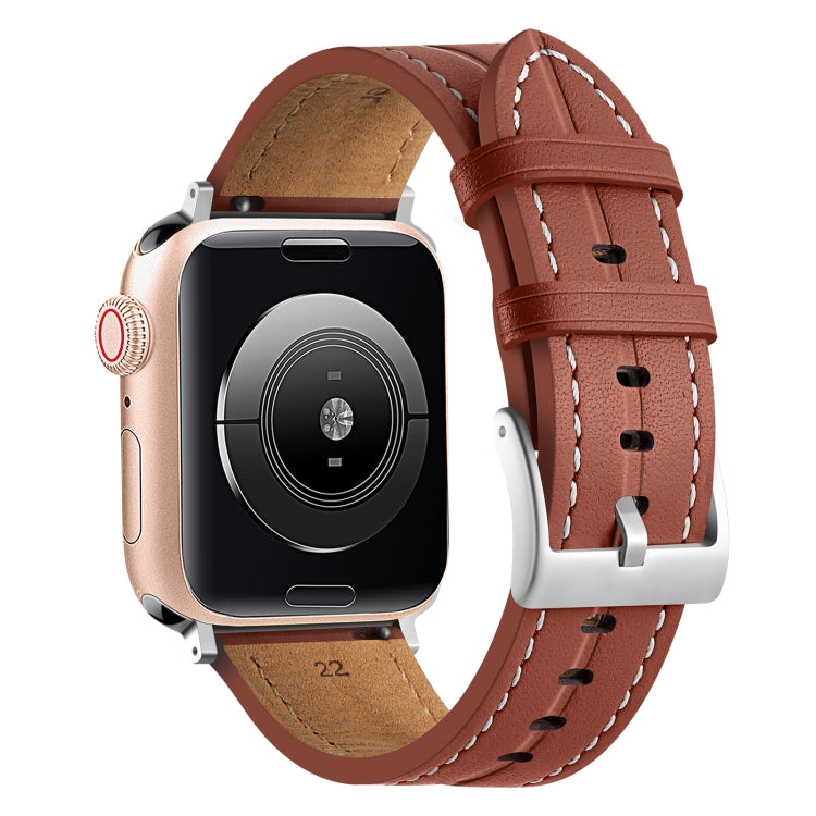 Fluted Leather Strap For Apple Watch Ultra 49mm / Series 8&7 45mm / SE 2&6&SE&5&4 44mm / 3&2&1 42mm(Brown) by bashfashion