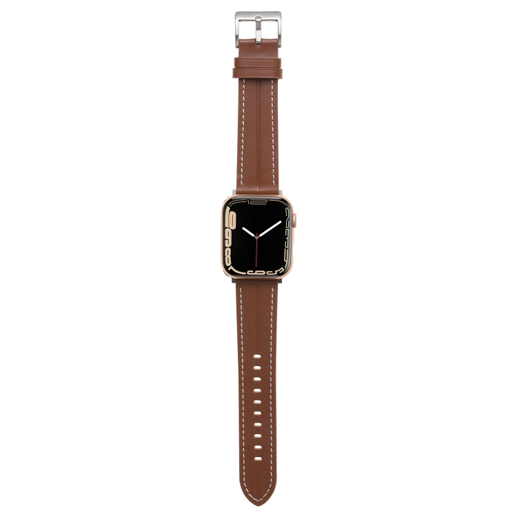 Fluted Leather Strap For Apple Watch Ultra 49mm / Series 8&7 45mm / SE 2&6&SE&5&4 44mm / 3&2&1 42mm(Brown) by bashfashion