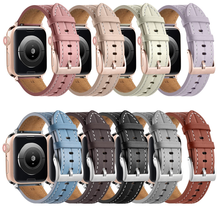 Fluted Leather Strap For Apple Watch Ultra 49mm / Series 8&7 45mm / SE 2&6&SE&5&4 44mm / 3&2&1 42mm(Blue) by bashfashion
