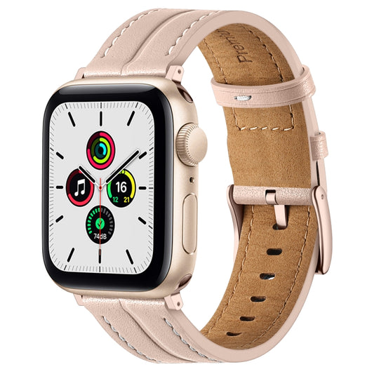 Fluted Leather Strap For Apple Watch Series 8&7 41mm / SE 2&6&SE&5&4 40mm / 3&2&1 38mm(Light Pink) by bashfashion