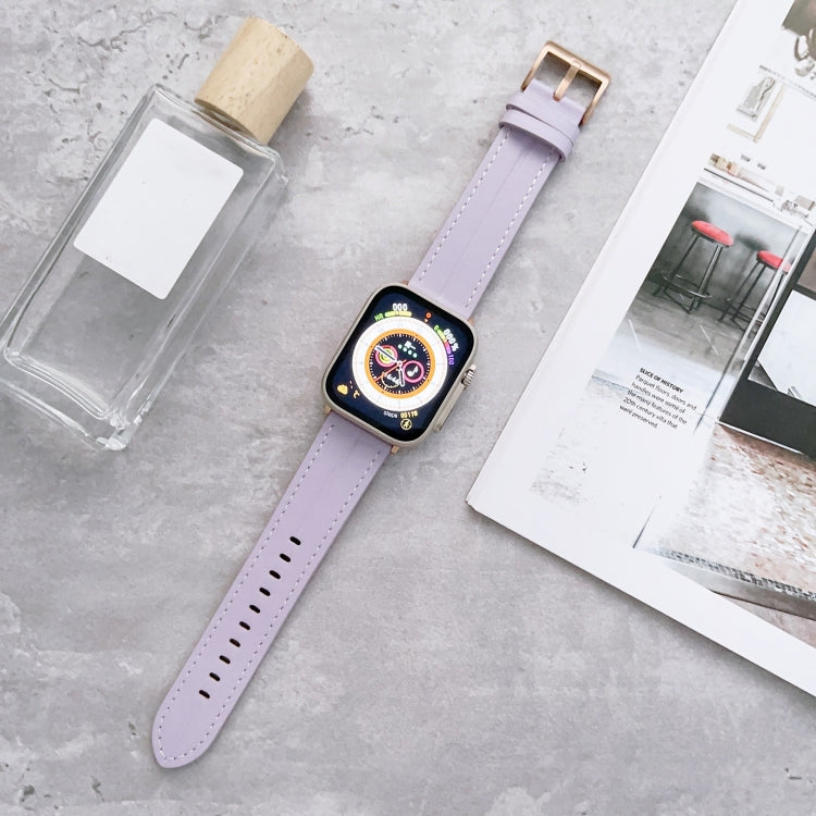 Fluted Leather Strap For Apple Watch Series 8&7 41mm / SE 2&6&SE&5&4 40mm / 3&2&1 38mm(Purple) by bashfashion