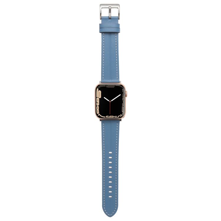 Fluted Leather Strap For Apple Watch Series 8&7 41mm / SE 2&6&SE&5&4 40mm / 3&2&1 38mm(Blue) by bashfashion