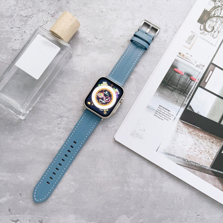 Fluted Leather Strap For Apple Watch Series 8&7 41mm / SE 2&6&SE&5&4 40mm / 3&2&1 38mm(Blue) by bashfashion