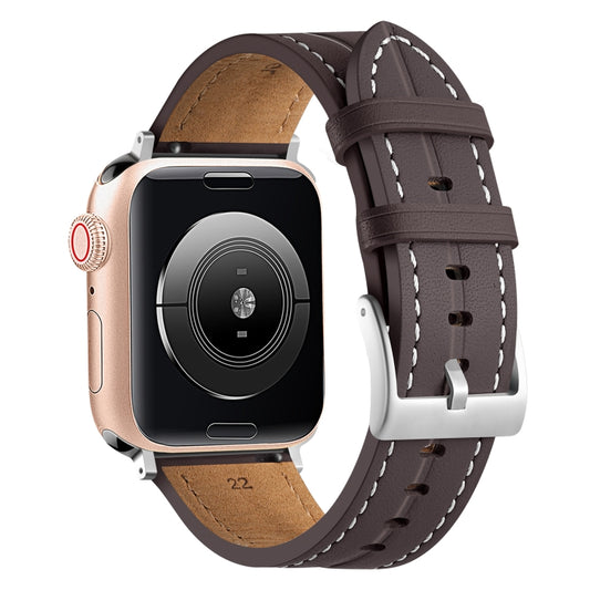 Fluted Leather Strap For Apple Watch Series 8&7 41mm / SE 2&6&SE&5&4 40mm / 3&2&1 38mm(Coffee) by bashfashion