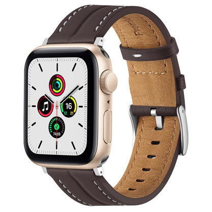 Fluted Leather Strap For Apple Watch Series 8&7 41mm / SE 2&6&SE&5&4 40mm / 3&2&1 38mm(Coffee) by bashfashion