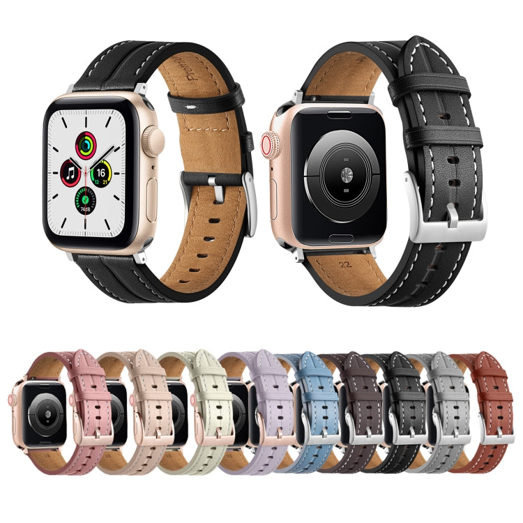 Fluted Leather Strap For Apple Watch Series 8&7 41mm / SE 2&6&SE&5&4 40mm / 3&2&1 38mm(Black) by bashfashion