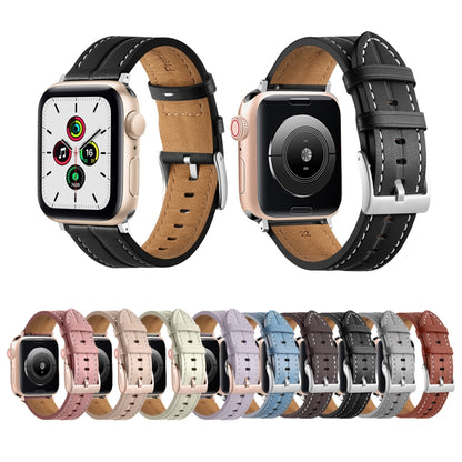 Fluted Leather Strap For Apple Watch Series 8&7 41mm / SE 2&6&SE&5&4 40mm / 3&2&1 38mm(Black) by bashfashion